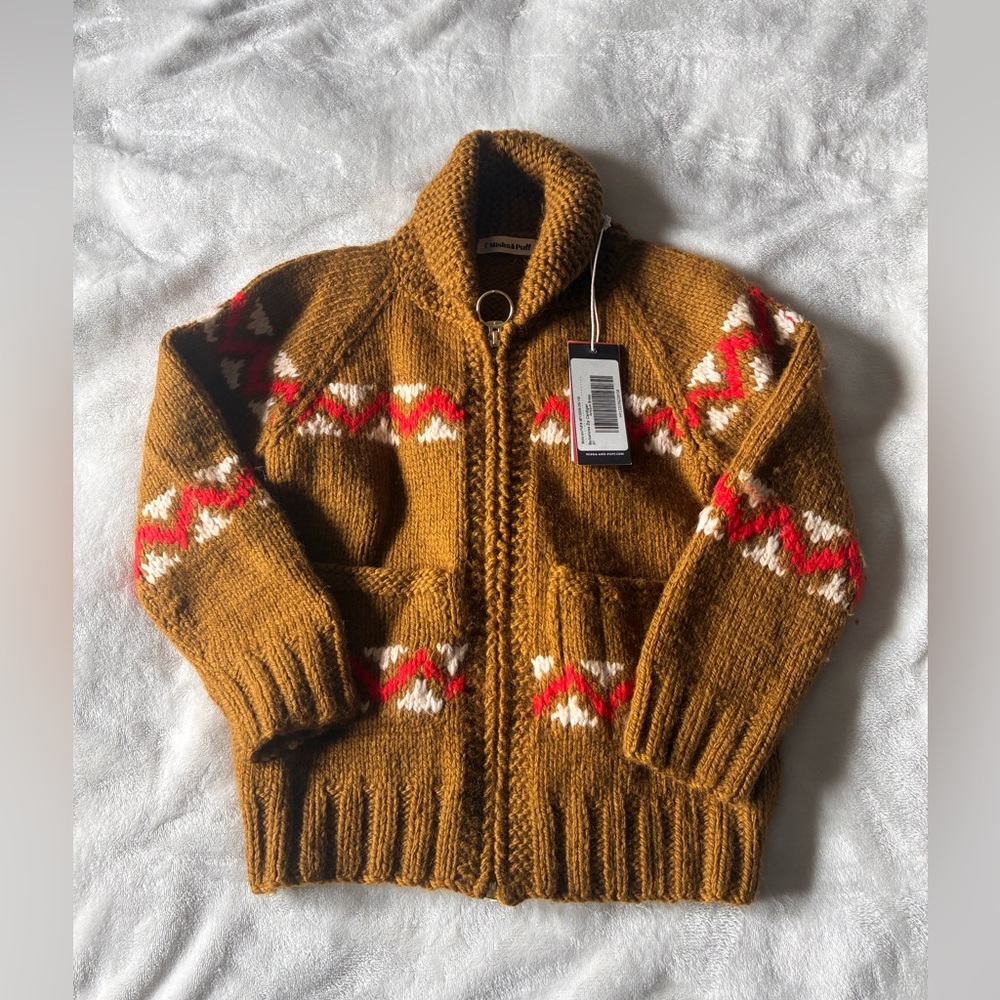 Misha & Puff Berkshire zip cardigan antique brass 8Y